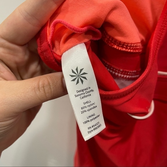 Athleta Cozumel Twist Back Tankini Swim Top in Saffron Red Medium - Picture 6 of 8